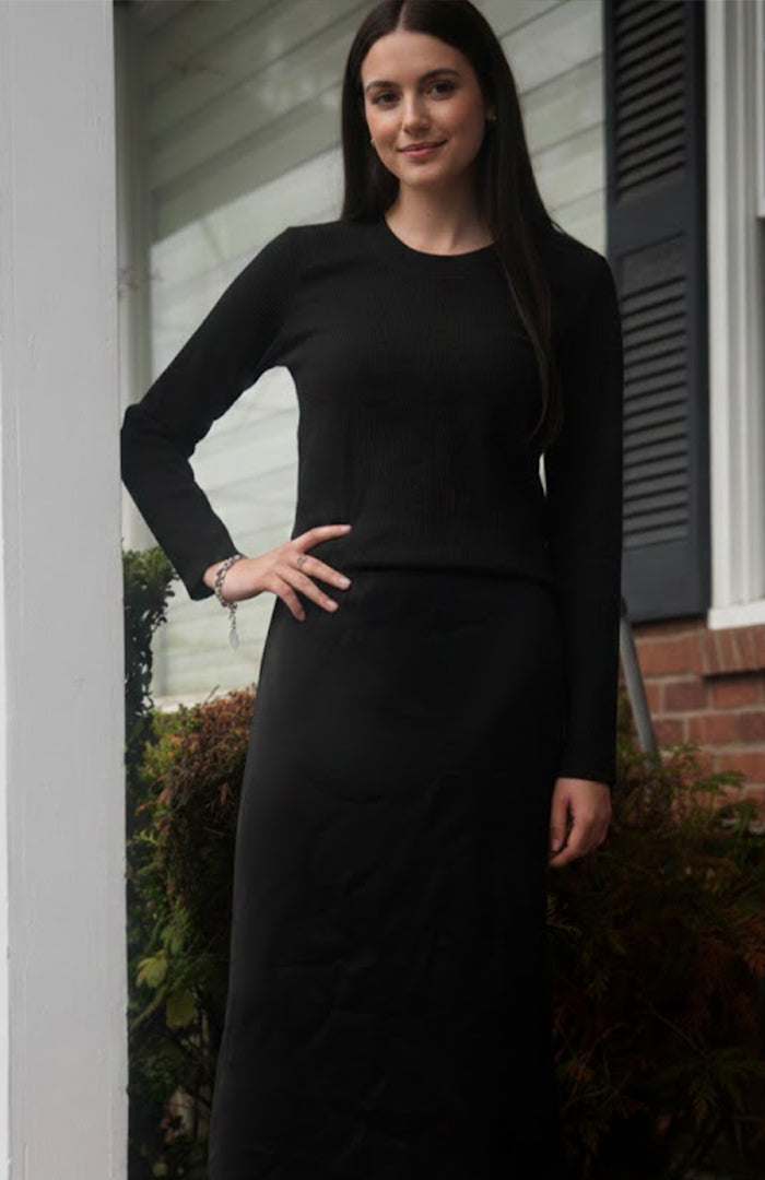 Cinched Long Sleeve Top (Black)