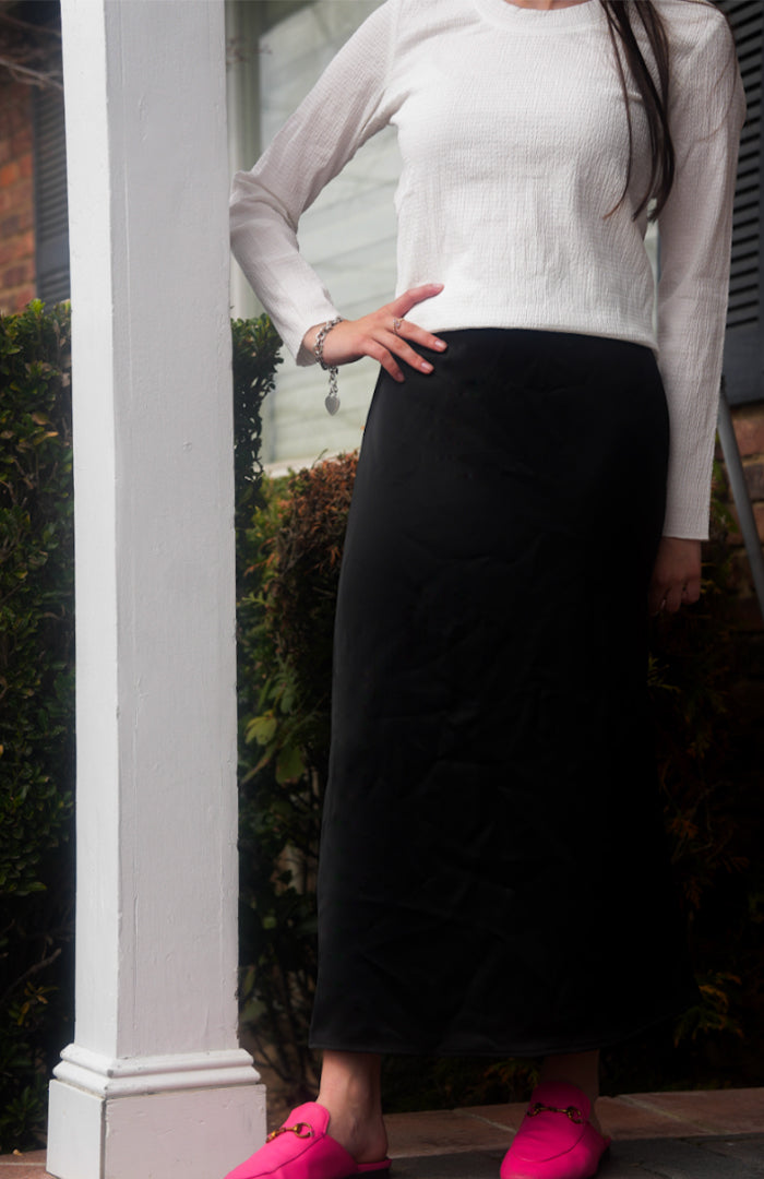 Cinched Long Sleeve Top (White)