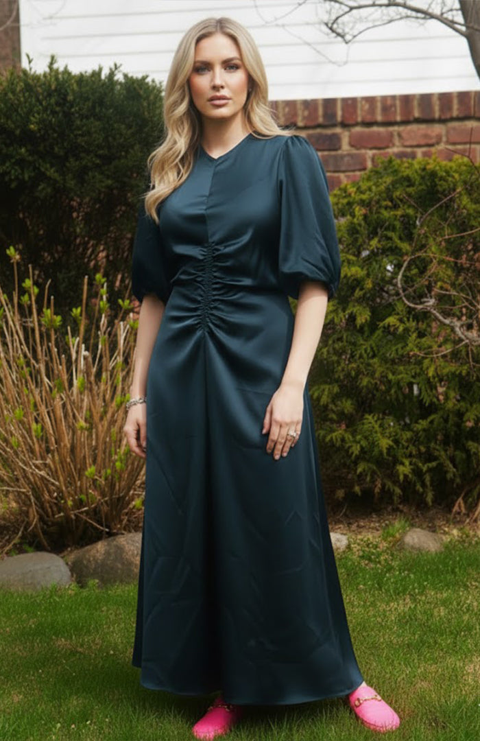 Gathered Slip Dress (Teal)