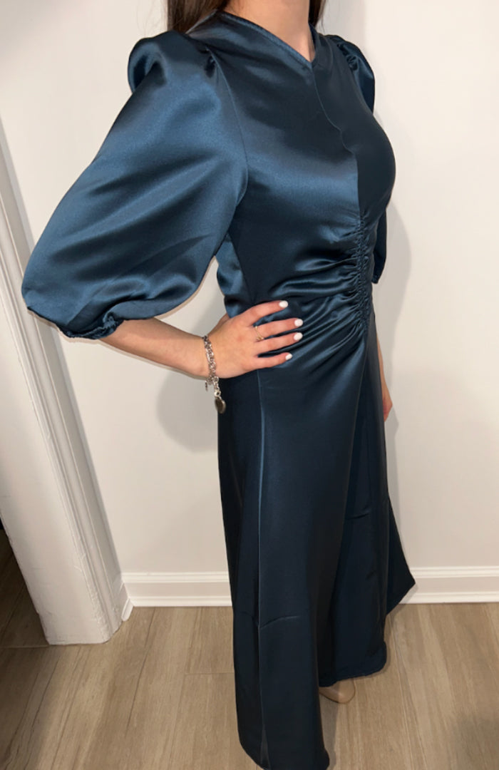 Gathered Slip Dress (Teal)