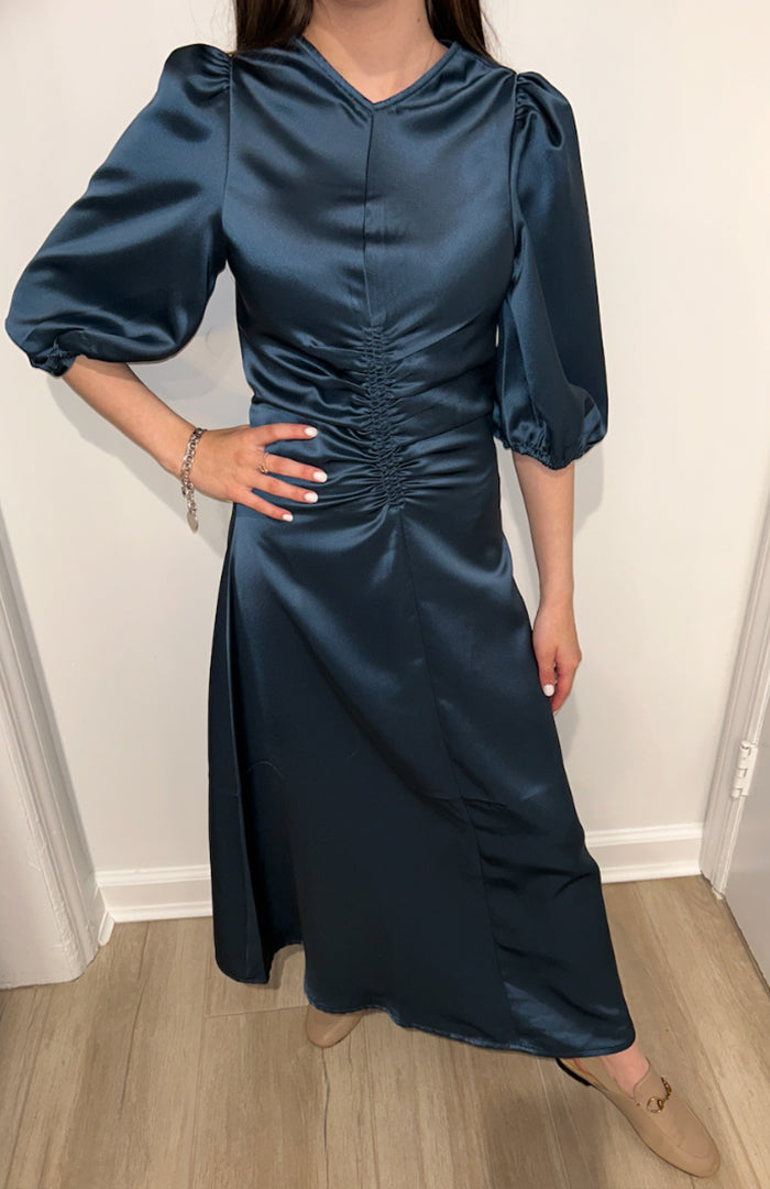 Gathered Slip Dress (Teal)