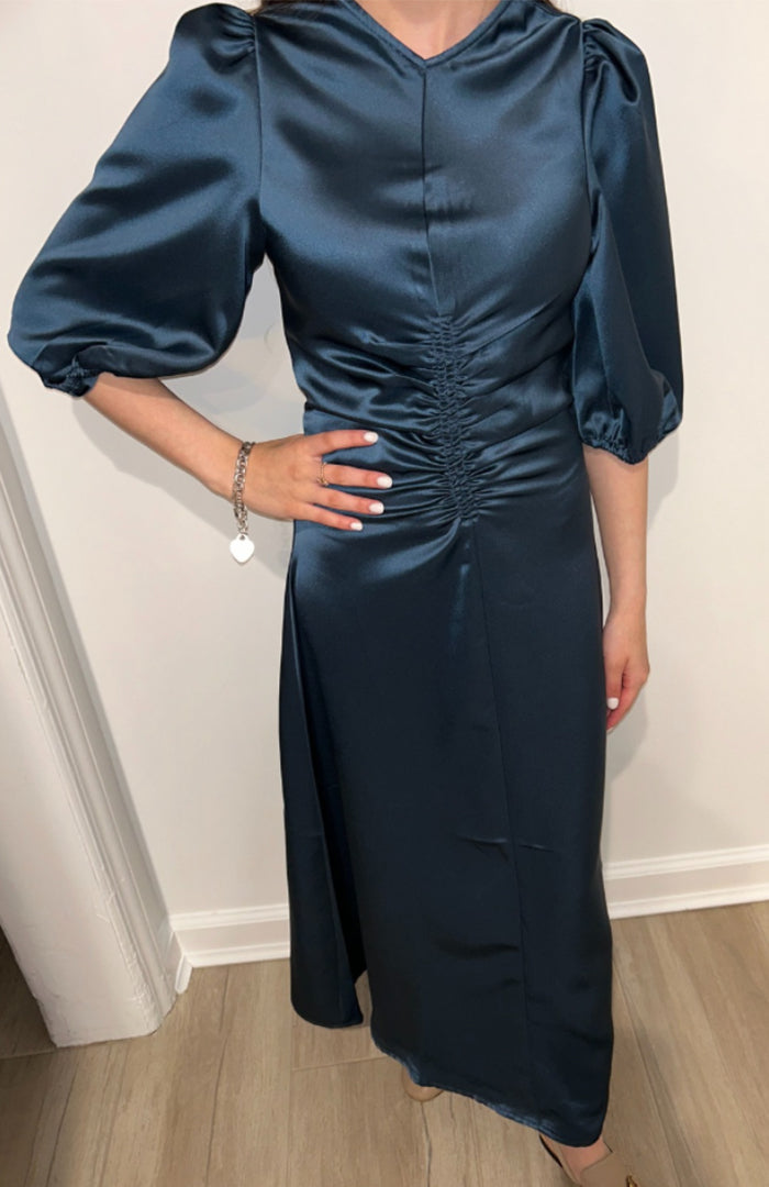 Gathered Slip Dress (Teal)