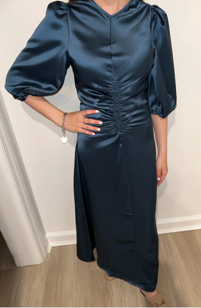 Gathered Slip Dress (Teal)