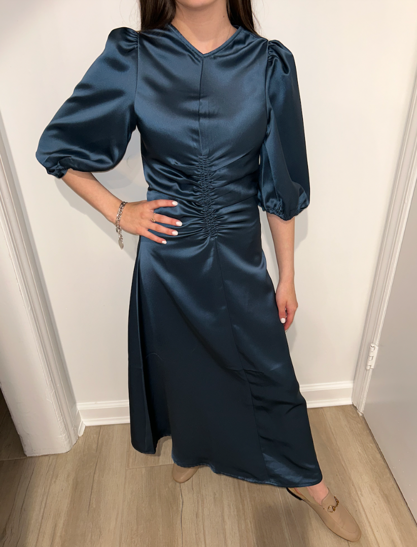 Gathered Slip Dress (Teal)