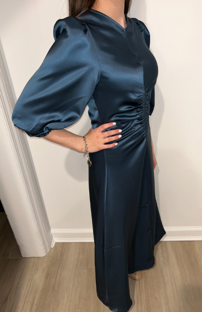 Gathered Slip Dress (Teal)
