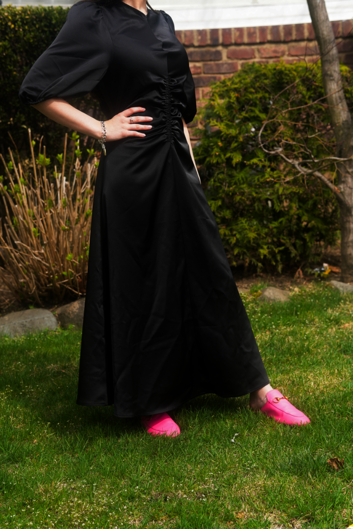 Gathered Slip Dress (Black)